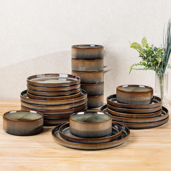 TheTerra Ceramic Dinnerware Sets for 8, 24 Pieces Porcelain Lightweight