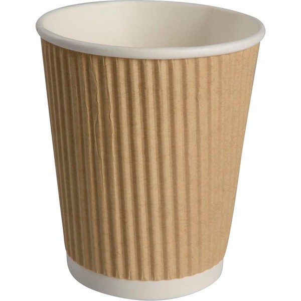 ABENA Gastro-Line Disposable Hot Cup with Ripple Wall Outer Design Which Offers Comfort & Heat Protection When Enjoying Hot Coffee, Tea And Other Hot Drinks - Brown, 24cl (Pack of 25)