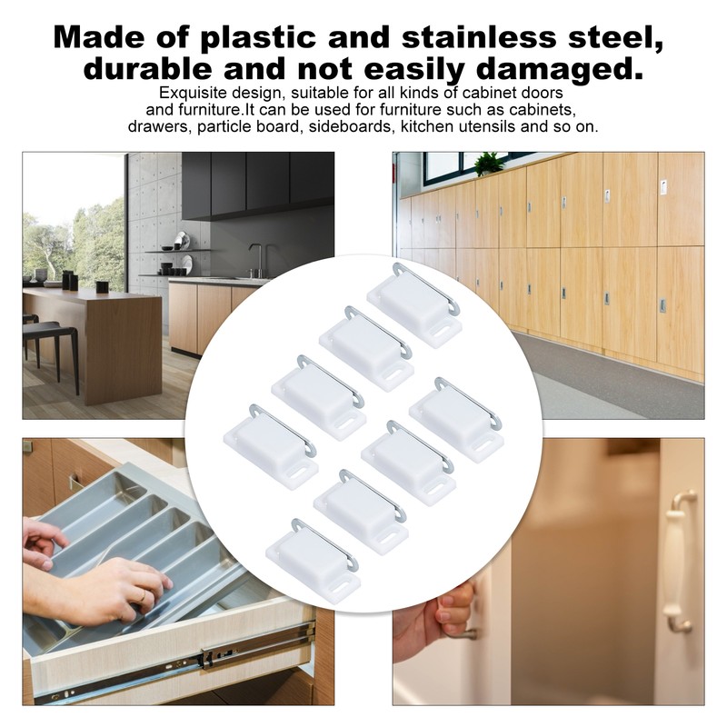 8 Set Stainless Steel Magnetic Door Catch Cupboard Closet Cabinet