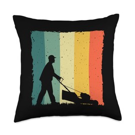 Cool Vintage Landscaper Art For Men Dad Lawn Mower Lawn Care Throw Pillow