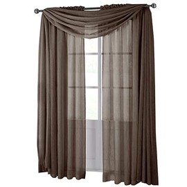 Royal Hotel Bedding Sheer Curtains – Crushed Rod Pocket Panels, 2-Pack Semi-Sheer Window Drapes, Lightweight Modern Panels for Bedroom & Living Room, 84” Length, Chocolate