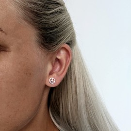 Silverly Women's 925 Sterling Silver 7.6 mm Small Simple Peace Sign Stud Earrings