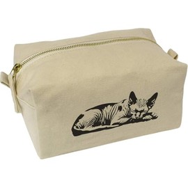 'Sphynx Cat Sleeping' Canvas Wash Bag/Makeup Case (CS00043229)