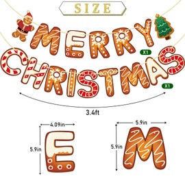 Jessgoss Merry Christmas Banner with Xmas Signs Hanging Swirls, Pre-assembled Christmas Party Decorations, Christmas Hanging Swirls Ceiling Decorations for Indoor Outdoor