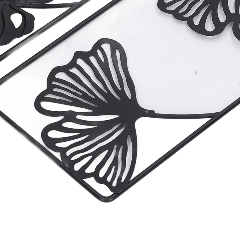 2pcs Leaf Statue Black Style Embossed Design Metal Material Decorative