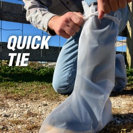SHARPLEX 6 Mil Quick Tie Protective Boot Cover; for Farm Operations, Biosecurity and Barrier Protection, Box of 50 (25 Pairs), 16.5” Long, 20.5” High, XL