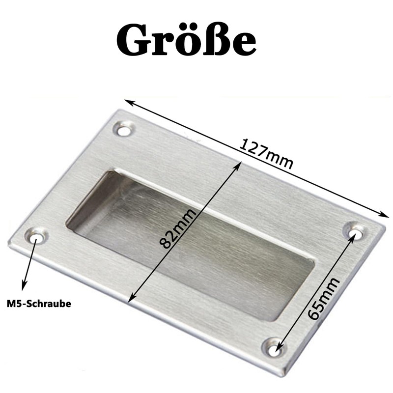 Inlet Handles, Stainless Steel, Rectangular, 128 x 83 mm, for