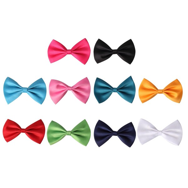 JIAKAI 10pcs Pre-tied Bow ties,Solid Color Adjustable Bow Tie Collection, For Kids And Boys（10 Mixed Color,Random Color）