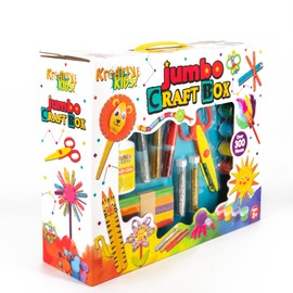 Kreative Kids Jumbo 300 Piece Creative Craft Box | Includes Arts and Crafts Pom-Poms, Glitter, Feathers and More | Kids Arts and Craft Kit