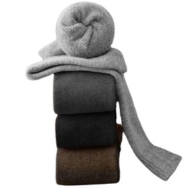 Dress Cici Over The Calf Socks for Women, Knee High Cushioned Cotton Warm Sock (4 Pairs: Black+Dark Grey+Light Grey+Coffee)