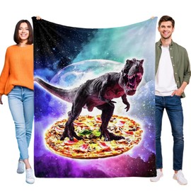 Dinosaur Blankets & Throws - Tyrannosaurus Super Soft Lightweight Cozy Warm Throw Blanket for Couch, Bed & Sofa - Funny Space Pizza Dinosaur Gifts for Boy/Girls Kids(40x50in)