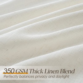 Thick Linen Pinch Pleated Curtains 84 Inch Length 2 Panels for Living Room Textured Natural Cream Semi Sheer Light Filtering Privacy Neutral Boho Bedroom Window Drapes Back Tab with Hooks Clip Rings