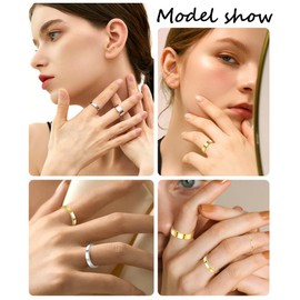 SOMEITIA 6PCS 14K Gold Filled Stacking Rings for Women Midi Knuckle Rings Thin Plain Statement Band Ring Comfort Fit Stacking Thumb Jewelry Ring Sizes 5-10 1MM 3MM 6MM Gold-10