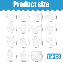 ZEPIQOR Pack of 15 Ironing Beads Plates, Templates for Beads for Crafts, Pegboards for Beads with Ironing Paper Accessories, 15 Patterns Craft for Children, Gift, Boys, Girls