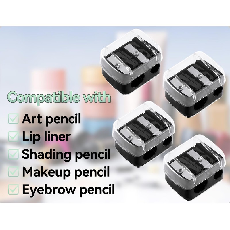 AOYEGIC Pack of 4 Pencil Sharpeners, Universal Portable Makeup Pencil