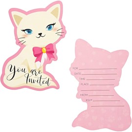 BLUE PANDA Cat Birthday Party Invitations with Envelopes - Cat Themed Birthday Party Invitation (5 x 7 Inch, 36 Pack)