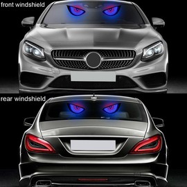 2Pcs Car Devil Eye Lights,Car Windscreen and Rear Window LED Devil Eye,Dynamic Devil Eye car Lights,USB Plug Push Button Control Devil Logo