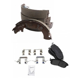 TRQ Front & Rear Brake Pads Brake Shoes Ceramic Compatible with 2013-2019 Nissan Sentra