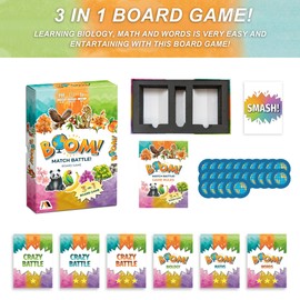 Boom Match Battle Board Game Ages 6+ 3-in-1 Board Games for Kids - Math Board Game, Classic Word Games - Family Fun for Kids & Adults - Card Games - Learning Activities - 3 in 1 Board Games for Kids