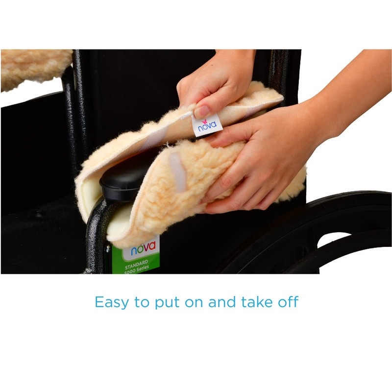 Nova Sheepskin Fleece Armrest Covers for Wheelchairs, Transport Chairs &