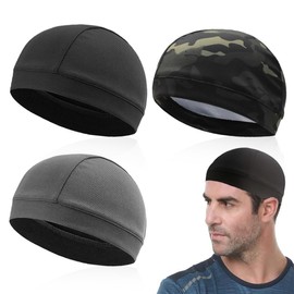 Cycling Hat Under Helmet, Pack of 3, Moisture-ableting, Breathable Inner Lining, Skull Hat for Men, Women, Jogging, Skiing, Motorcycle, Running Hat, Summer, One Size