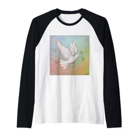 Graceful Peace Dove/Pastel/Olive Branches Raglan Baseball Tee