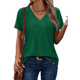 SAMPEEL St Patricks Day Shirt Women Cute V Neck Tops Dressy Casual Spring Fashion Summer Clothes 2025 Kelly Green L