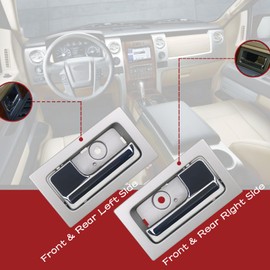 TQPONLY 2 Pair Interior Door Handle Driver&Passenger Side,Compatible with 2009-2014 Ford F150 Front and Rear,Inner Handle Inside Door Lever (Gray Housing+Chrome Lever)