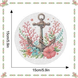 3Pcs Diamond Painting Placemats, DIY Boat Anchor, Heat Resistant Non-Slip Place mats for Dining Table, Diamond Painting Kits for Indoor Kitchen Dining Table Holiday Decoration for Home Party Gift