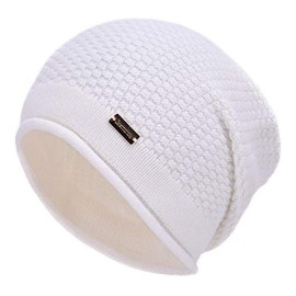 jaxmonoy Slouchy Beanies for Women Winter Soft Warm Cashmere Hat Skull Cap Ladies Knit Wool Beanie hat for Women - White