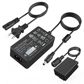 HY1C AC-PW20 AC Power Adapter and NP-FW50 Dummy Battery kit for Sony Alpha A6000 A6100 A6300 A6400 A6500 A5100 ZV-E10 A7II A7SII A7RII A7 A7S A7R NEX-5/6/7 Cameras.