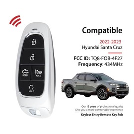 Keylessbest Key Fob Remote Replacement for 2022 2023 Hyundai Santa Cruz 5 Buttons 434MHz TQ8-FOB-4F27,Silver