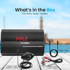 Pyle 800W 4-Channel Hydra Marine Micro Amplifier - Waterproof - GAIN Level Controls - RCA Stereo Input - 3.5mm Jack - MP3 - Volume Control - Short Protection - For Boat & Vehicle Use - PLMRMP3B