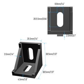 FOCMKEAS 8Pcs 4040 Series Inside Corner Bracket Gusset, 40mm x 40mm Aluminum L Bracket Connector for 4040 4080 Aluminum Extrusion Profile, Black