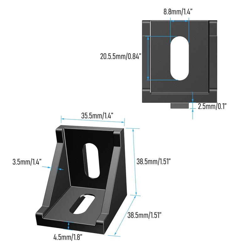 FOCMKEAS 8Pcs 4040 Series Inside Corner Bracket Gusset, 40mm x