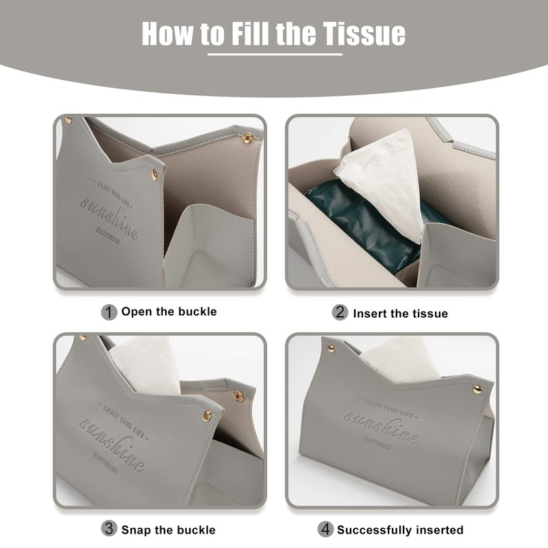 Leather Tissue Box Rectangular Cosmetic Tissues Box V-Port Shaped Napkin