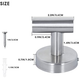 YUET 2 Pcs Bathroom Towel Hook,Screw in Metal Coat Hooks Matte Black Robe Hook SUS 304 Stainless Steel Heavy Duty Door Hanger Towel Robe Clothes Closet Sponges Holder for Bathroom Hotel (Silver)