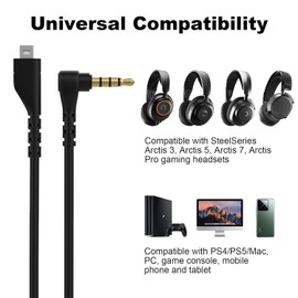 Hizsoaor Replacement Audio Cable Cord Compatible with Steelseries Arctis3, Arctis 5, Arctis 7, Arctis Prime, Arctis Pro, Arctis Pro+ GameDAC Gaming Headset 4.9Ft