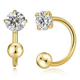 3mm Huggie Hoop Birthstone Earrings for Women Girl Hypoallergenic Minimalist Tiny Stud Earrings Boho Colored Screw Cartilage Earring Open Hoop Huggie Earrings (Silver, 4.Apr-White Topaz, Gold)