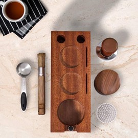 Espresso Tamping Station - Compatible with 51/54/58mm Portafilters | Natural Beech Wood | Non-Slip Base & Easy to Clean | Perfect for Home, Café & Baristas