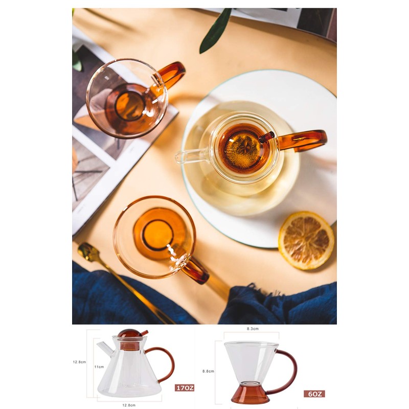IwaiLoft IL-GS03 Handmade Heat Resistant Glass Tea Pot with Tea