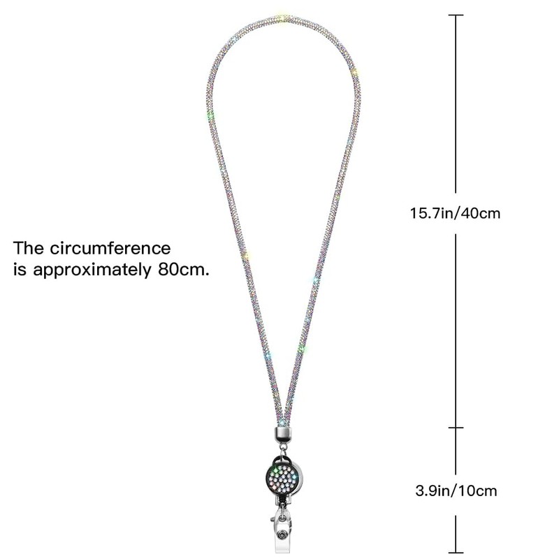 Soleebee Card Holder Lanyard Bling Rhinestone Lanyard with Key Ring