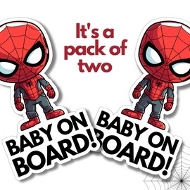 Stixorama - Cute Spider Baby on Board Sticker for Car Window or Bumper - Removable Baby on Board Sign - No Magnets, Suction Cups, or Paint (Spidermain)