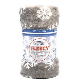Cozydoze Xmas Blankets - Fleecy Throws. Christmas Trees, Reindeer, Owls, Winter Snowflakes In Red, Blue, Silver Grey, Gold, White. Warm & Cosy Double Thermal Fleece (Snowflakes Silver)