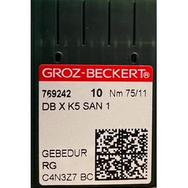 Needle It Up with 20 Groz Beckert DBXK5 San 1 Gebedur Titanium Coated Embroidery Machine Needles (80/12)