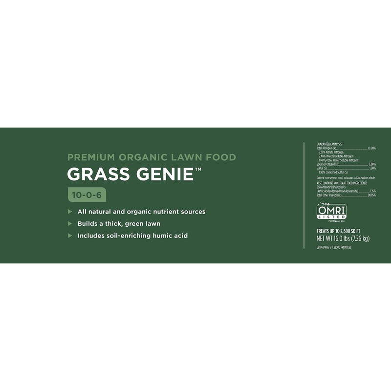 Lawnbox Grass Genie 10-0-6 100% Organic Spring Grass Fertilizer 16