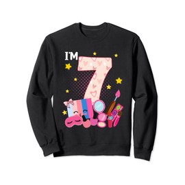 7th Birthday for Little Girl Makeup Spa Nail 7 Years Old Sweatshirt