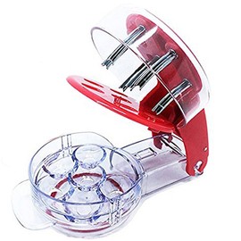 Coralpearl Kitchen Aid Cherry Pitter Stainless Steel Plastic Deluxe Multi Fruit Pit Corer Core Cutter Remover Prep Helper Machine Mason Jar Tool Gadget Red for 6 Cherries Plums Olives Berries