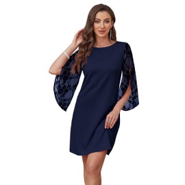 RUMIA Church Dresses for Women 2025 Wedding Guest Dresses Cocktail Lace Blue XL