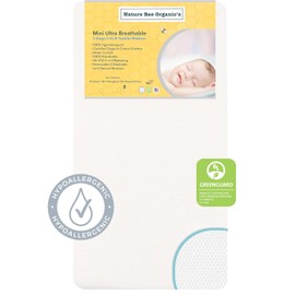 Nature Bee Organic's Breathable 2-Stage Mini Crib & Toddler Mattress I 100% Breathable I GreenGuard Gold Certified I 100% Hypoallergenic